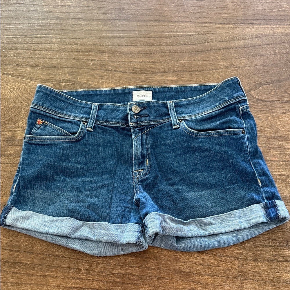 Hudson Jeans Indigo Rolled Cuff Denim Shorts